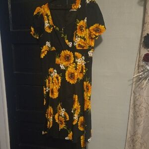 Floral Black and Yellow Dress
